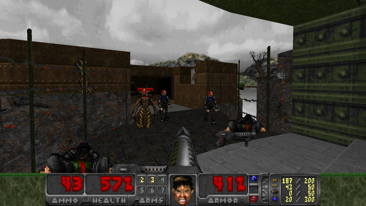Freedoom first-person shooter gameplay from a freely licensed PC game project.