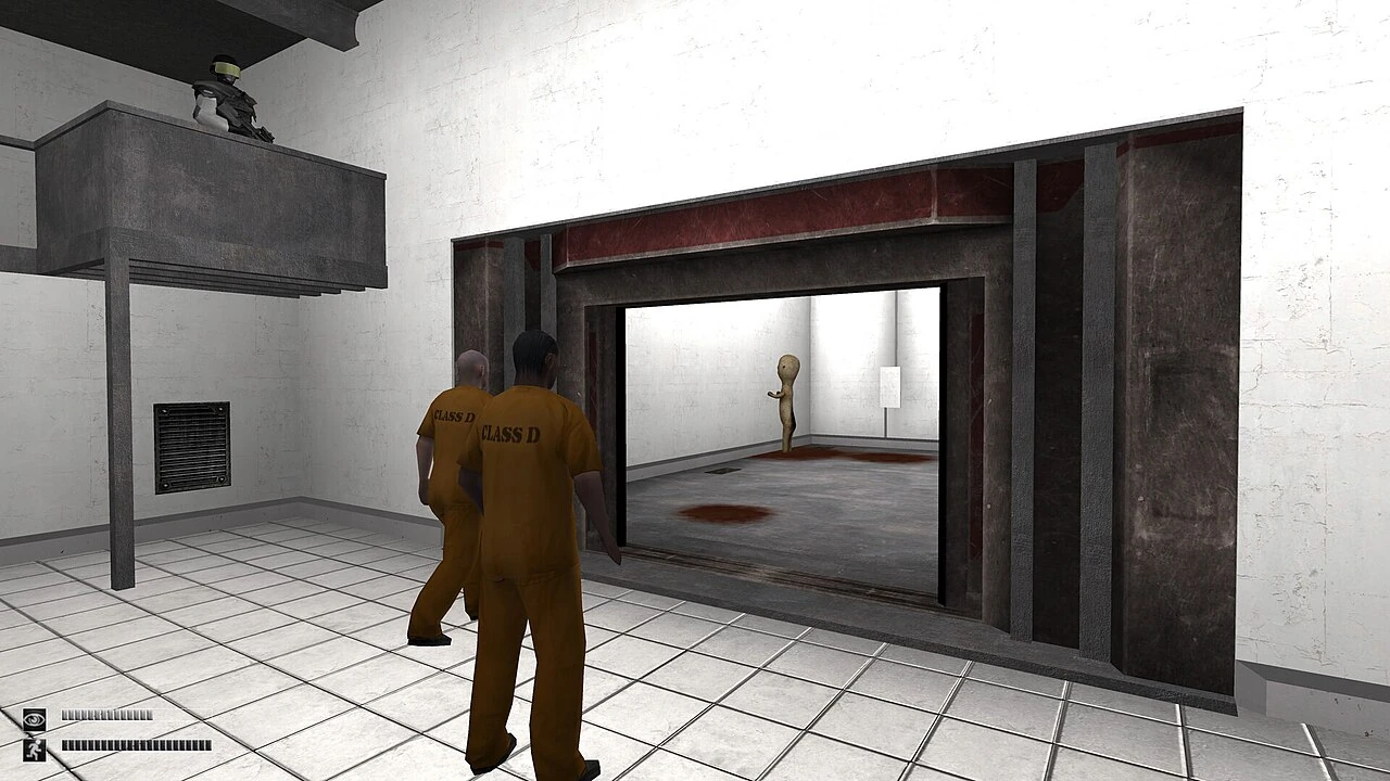 SCP: Containment Breach opening gameplay in the SCP-173 containment chamber.
