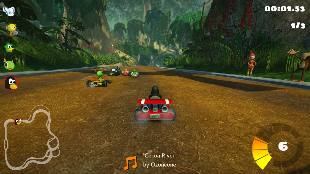 SuperTuxKart racing gameplay from a freely licensed game series.